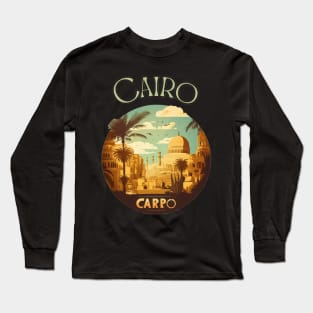 Cairo Egypt Streetscape  Art - Retro Vintage Travel Long Sleeve T-Shirt